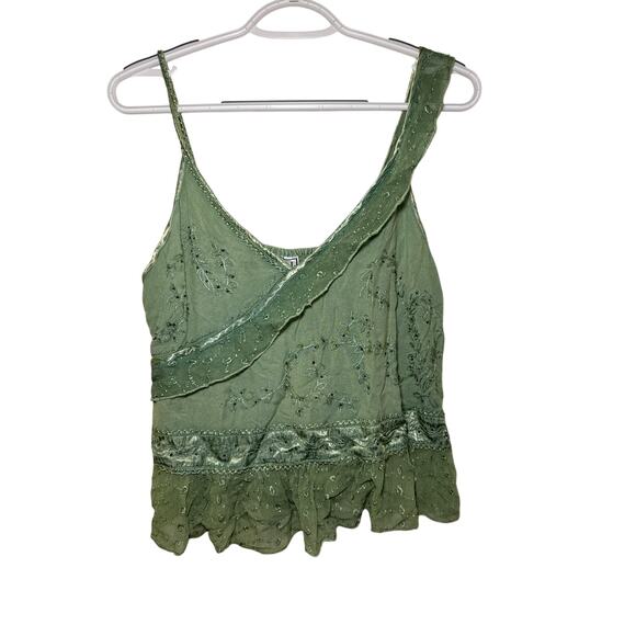 L.S.I green vintage ruffle fairy grunge y2k tank top womens fairygoth festival - Picture 1 of 8